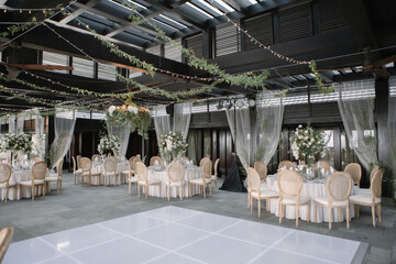 lovely Table setting for magnificent composition from flowers at a wedding