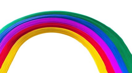 Obraz premium Vibrant rainbow brush stroke arch on a white background