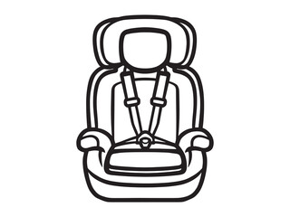 set of 6 psc different type of Child car seat clear vision simple dark black line art on white (3).eps