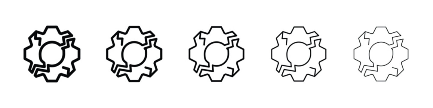 Broken gear icon for mobile concept and web design.