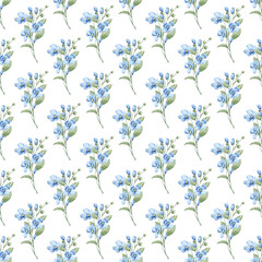 Seamless floral pattern minimalist repeating background with watercolor flower and leaf bouquets. Fabric wallpaper print texture. Perfectly for backdrop, wrapped paper.