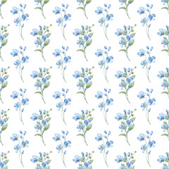 Seamless floral pattern minimalist repeating background with watercolor flower and leaf bouquets. Fabric wallpaper print texture. Perfectly for backdrop, wrapped paper.