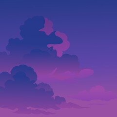 Dreamy Purple and Blue Cloudscape Illustration