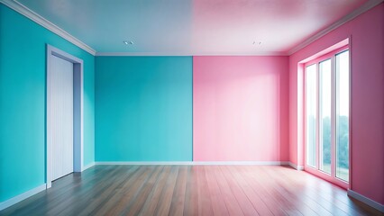 Room with pink and blue walls