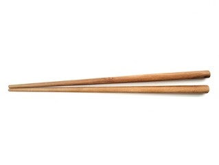 Wooden chopsticks isolated on white background