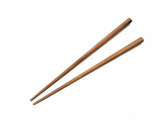 Wooden chopsticks isolated on white background