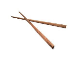 Wooden chopsticks isolated on white background