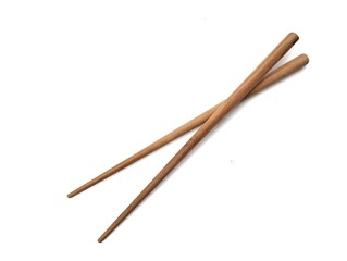 Wooden chopsticks isolated on white background