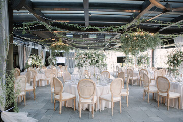 Concept of a tropical destination wedding. in front of the ocean