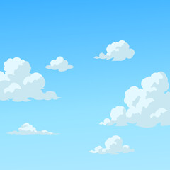 Cartoon Illustration of Blue Sky With Clouds