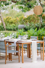 Concept of a tropical destination wedding. in front of the ocean