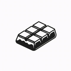 Chocolate bar icon in black and white, minimal vector illustration of sweet dessert on white background

