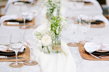 Concept of a tropical destination wedding. in front of the ocean