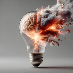 A human brain bursting with energy and electricity symbolizing the explosive power of new ideas innovation and creative breakthroughs