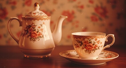Floral Teapot and Cup Set