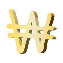 3d won currency symbol. Single element for design