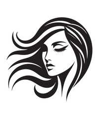 Beauty woman Face and hair style logo vector, woman Face vector illustration.