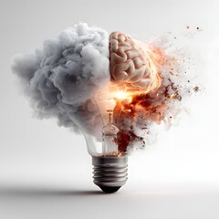 A conceptual image depicting the explosive power of the human brain and its ability to generate innovative ideas and creative solutions