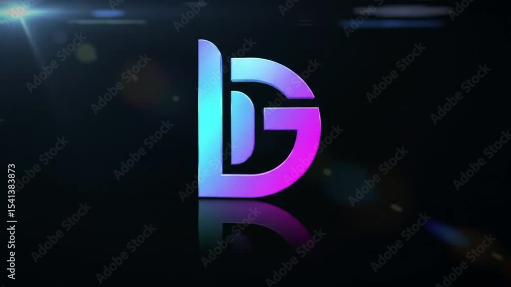 Poster modern 3d logo animation with dynamic glitch effects and vibrant gradient colors