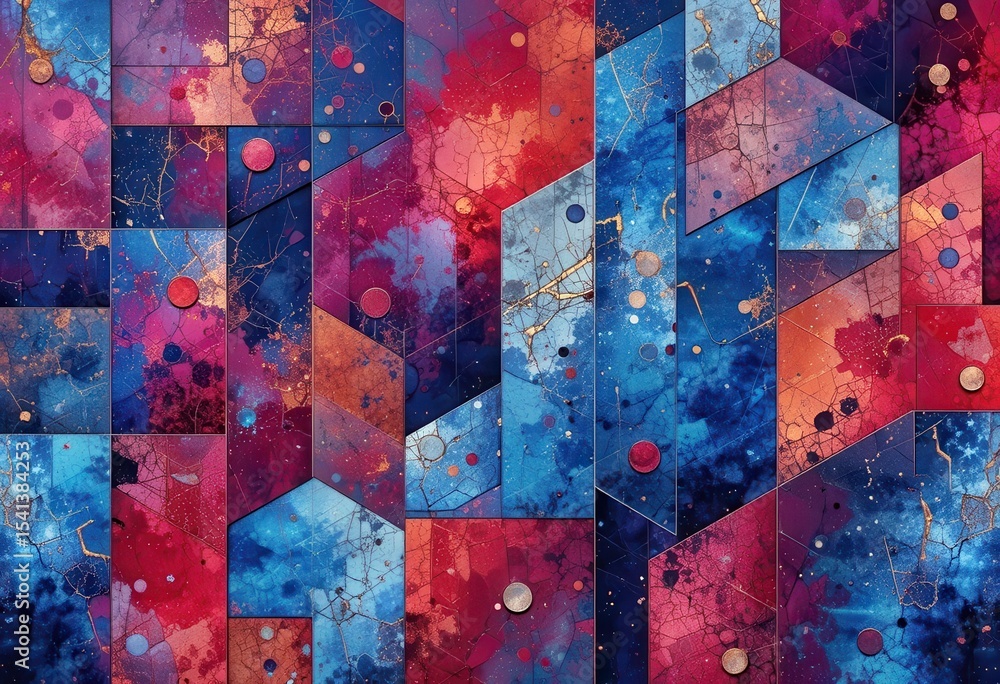 Fototapete Bright abstract digital wallpaper with colorful geometric patterns for computer screens