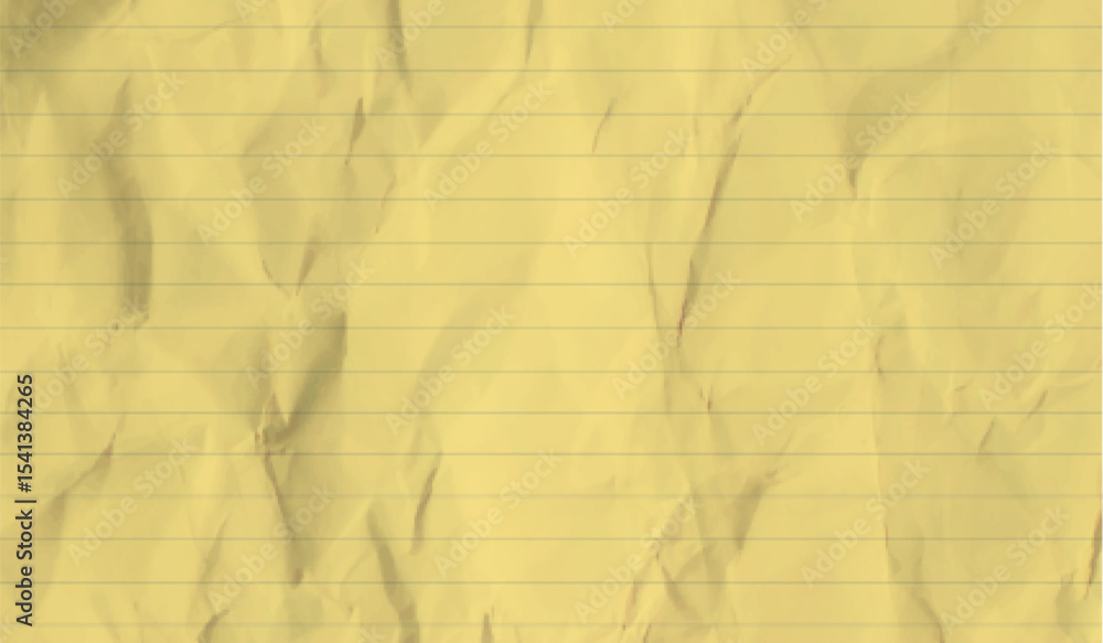 Poster paper grid crumpled texture - vintage notebook page with horizontal lines and wrinkled surface. aged