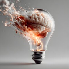 A conceptual image depicting the human brain as a light bulb symbolizing the power of the mind to generate innovative ideas and drive creative breakthroughs