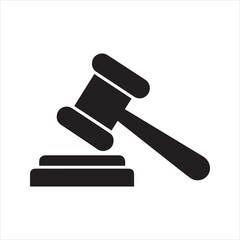 Judge Gavel Silhouette Icon for Law and Auction Concept