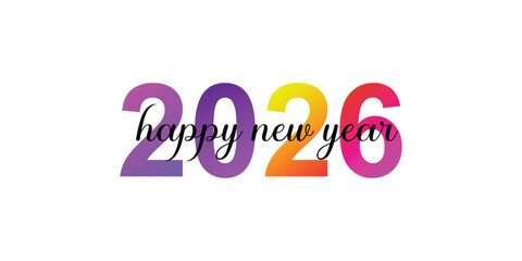 Happy new year 2026 text design. Cover of business diary for 2026 with wishes. Happy new year 2026 colorful number logo. Vector illustration. 