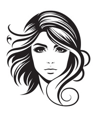 Beauty woman Face and hair style logo vector, woman Face vector illustration.