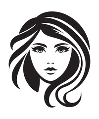 Beauty woman Face and hair style logo vector, woman Face vector illustration.