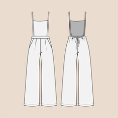 Women&rsquo;s pant, Fashion Flat Sketch Vector Illustration, CAD, Technical, Template, Mockup.