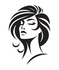 Beauty woman Face and hair style logo vector, woman Face vector illustration.