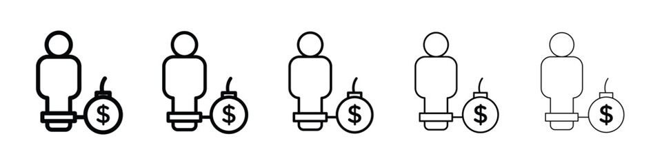 Debt icon for mobile concept and web design.