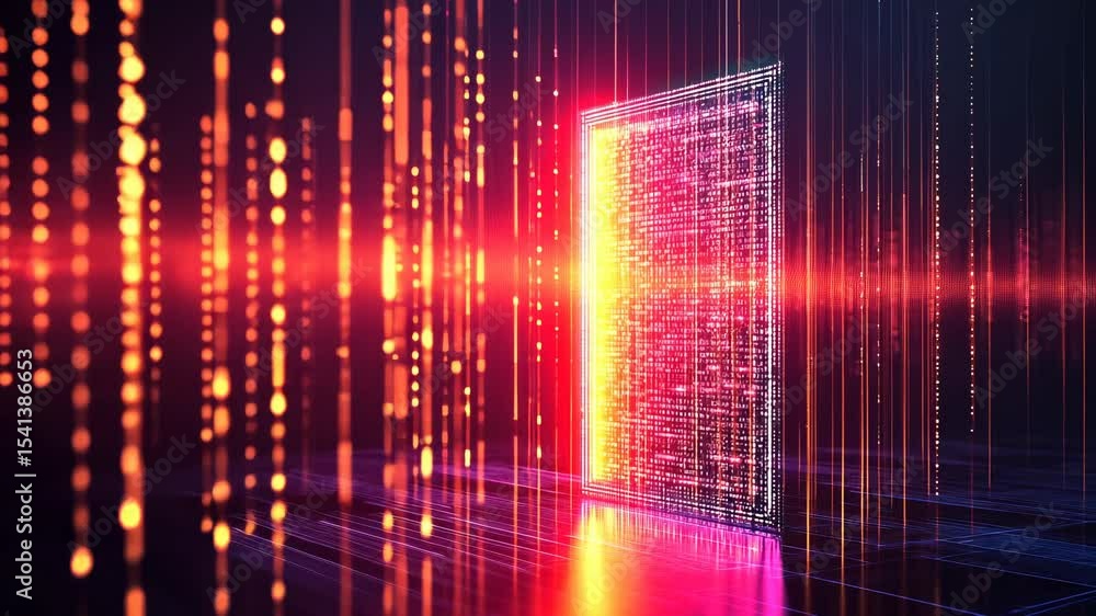 Poster digital portal with glowing data streams