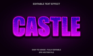 Castle Text Effect with Purple Neon Glow - Editable Fantasy and Magic Theme Typography