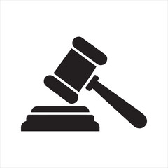 Judge Gavel Silhouette Icon for Law and Auction Concept