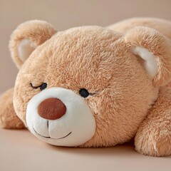 Cuddly teddy bear resting peacefully a symbol of comfort and childhood dreams with soft light and