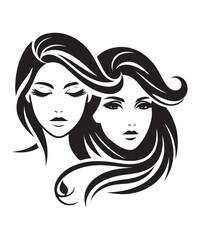 Beauty woman Face and hair style logo vector, woman Face vector illustration.