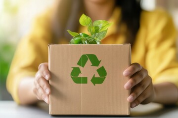 Diverse factory workers engage in recycling initiative for environmental sustainability at workplace