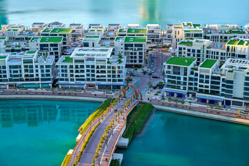Lusail, Qatar - December 20, 2024: Aerial view of Lusail Marina with Gewan island Pearl Qatar  © hasan