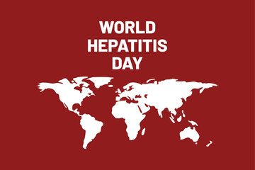 Obraz premium World hepatitis day awareness campaign featuring white world map on red background