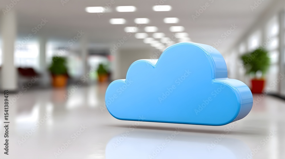 Poster a conceptual image illustrating cloud computing in healthcare, with a digital cloud symbolizing stor