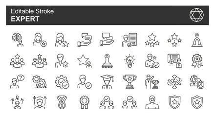 Expert Icon Set Editable Stroke Line Icons for Professionals, Skills, and Achievements