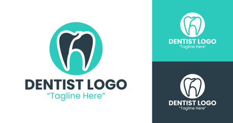 Minimalist Dentist Logo with Tooth and Brush Concept for Professional Health Services
