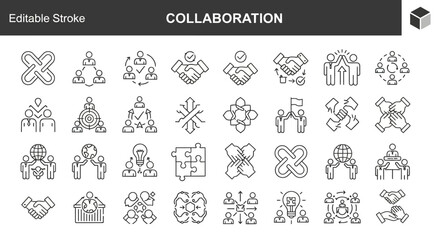 Collaboration Icons Teamwork, Partnership, and Networking Line Art Graphics