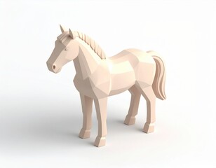 Low-poly style horse 3D model material,ローポリスタイルの馬3Dモデル素材