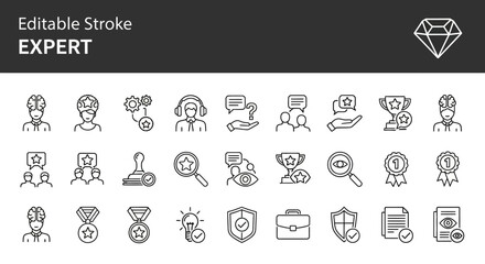 Expert Icon Set Editable Stroke Line Icons for Expertise, Skills, and Achievement