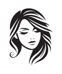 Beauty woman Face and hair style logo vector, woman Face vector illustration.