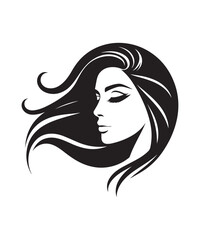 Beauty woman Face and hair style logo vector, woman Face vector illustration.