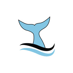 whale tail  icon illustration flat